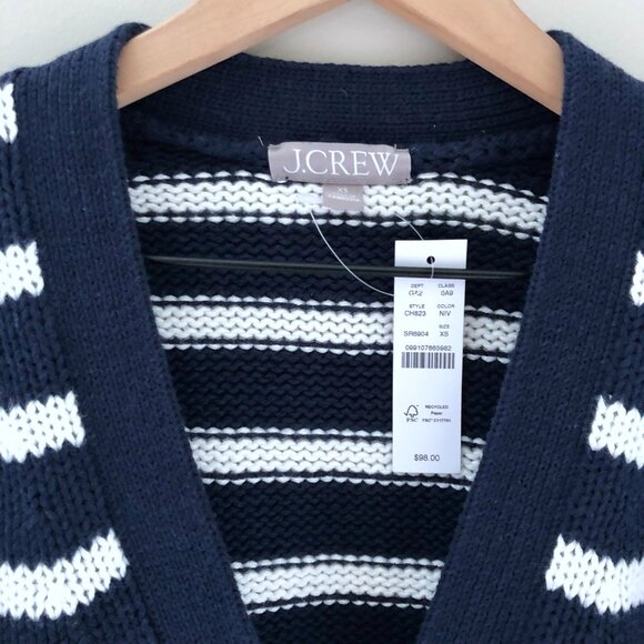 NWT J.Crew Heritage Cotton Relaxed Cardigan in stripe - Picture 3 of 5